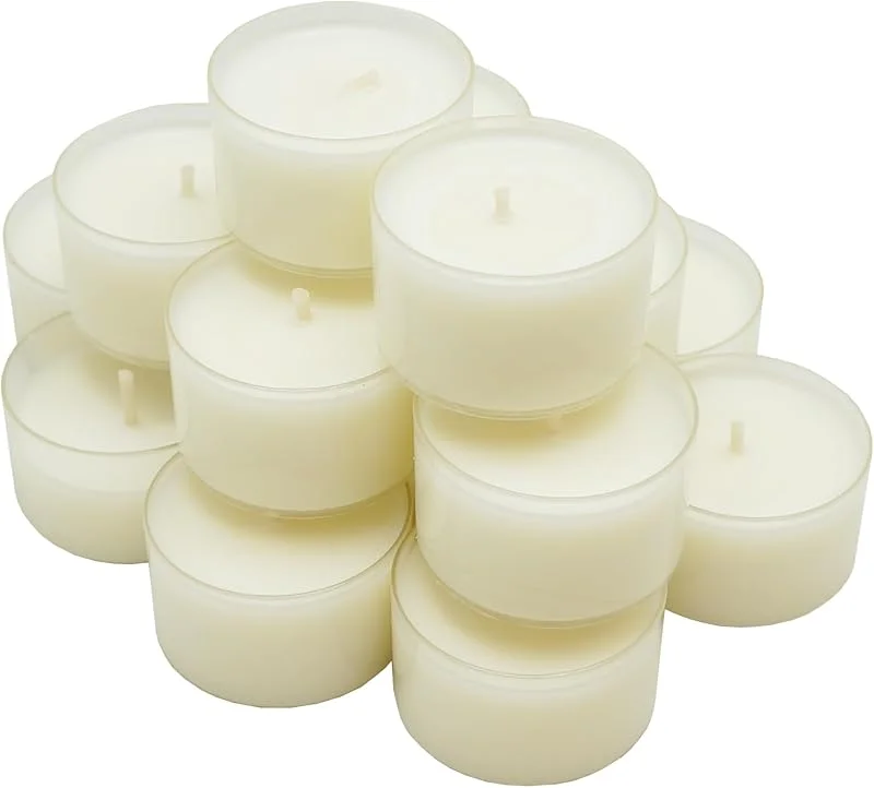Visita la tienda de DONAU HOME Velas de té DONAU HOME de cera natural, color crema, 50 unidades, 7 horas de duración, veganas, sin perfume. — Cena a la luz de velas