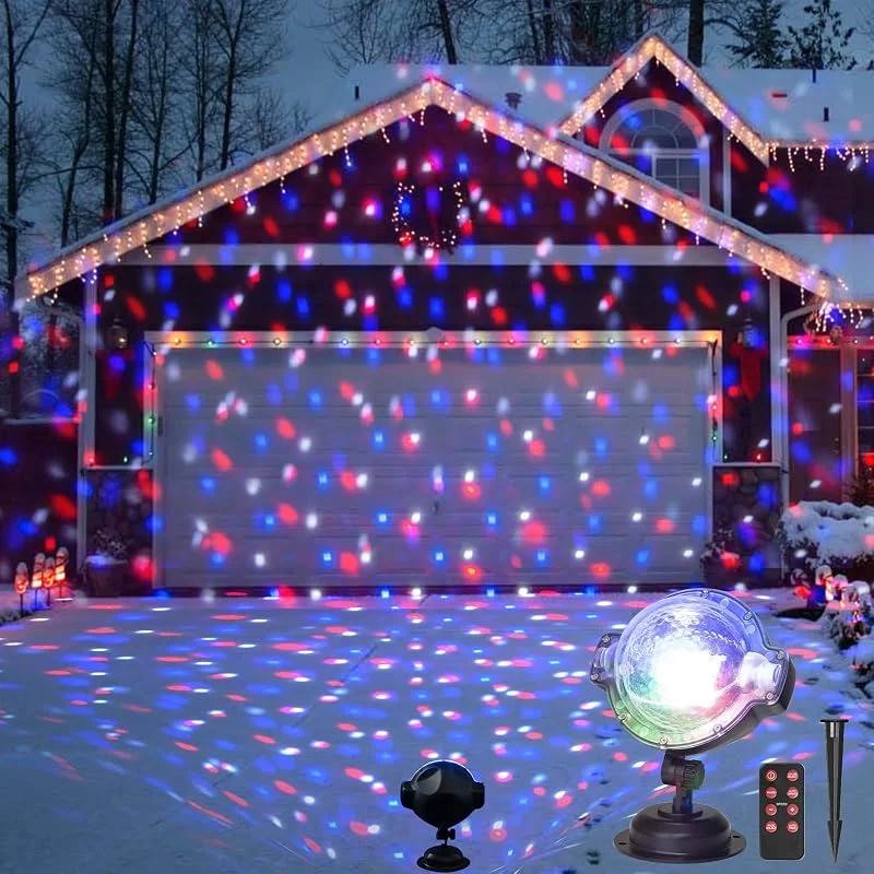 Eambrite Proyector LED con mando a distancia, patrón de puntos móviles, efecto de nieve, iluminación festiva para Navidad, decoración exterior, proyector navideño, iluminación exterior — Luces Navidad
