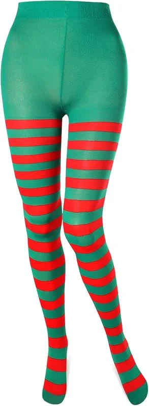 Boyiee Medias Festivas a Rayas Mardi Gras Halloween Navidad Calcetines a Rayas de Pie Completo de Mujer — Ropa Navidad