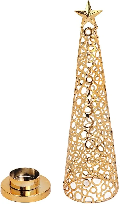 Tomotato Portavelas con Forma de Árbol de Navidad, Fabater Portavelas de Metal Candelabro para Velas perfumadas para Decoración de Mesa Navideña — Adviento y mesa