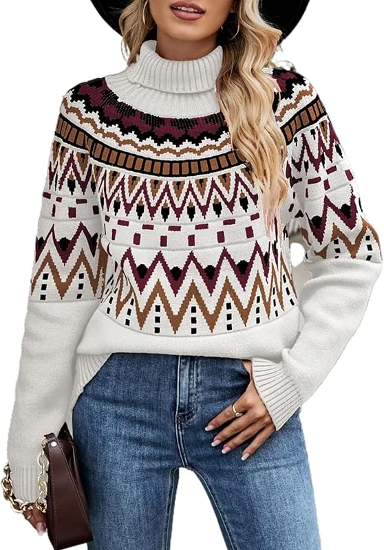 Visita la tienda de QUNERY Jersey Mujer Otoño Invierno Jersey de Cuello Alto Suave Sueter Mujer Casual Jersey de Navidad Suelto de Punto Sweater — Ropa Navidad