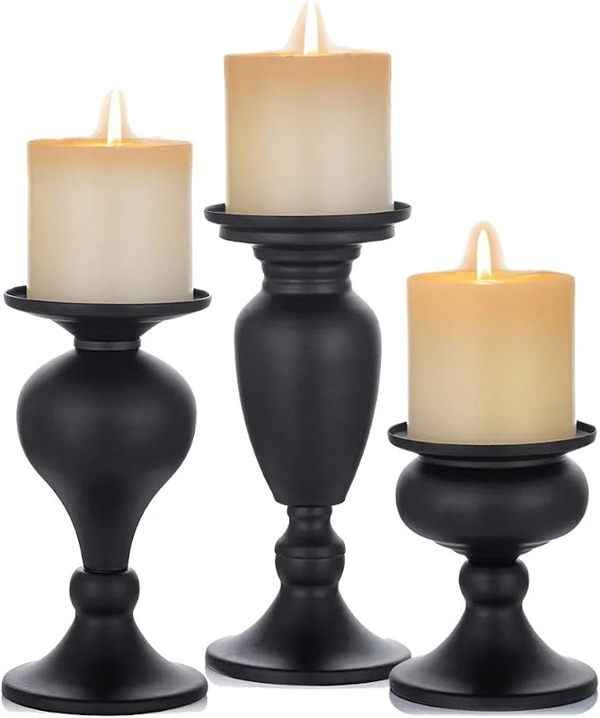 Visita la tienda de Sziqiqi Sziqiqi Candelabro Clásico En Hierro Candelabro De Mesa para La Boda, La Fiesta Y El Cumpleaños Decoración para La Casa, Pequeña+Medio+Grande — Cena a la luz de velas