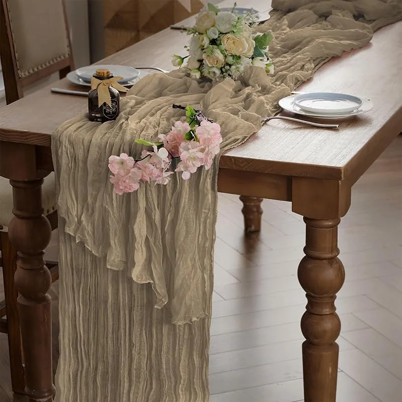 WAITER TREE Camino de Mesa Gasa Boho Nude 90 x 300 cm — Hogar y cocina
