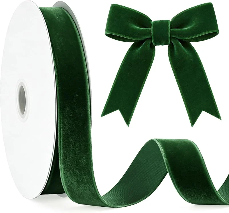 Visita la tienda de G2PLUS G2PLUS Cinta Terciopelo Verde, 25mm x 22m Cinta para Regalos Navidad — Envoltorio regalo
