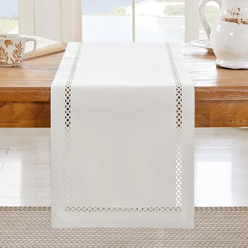 Visita la tienda de Aoztio Camino de Mesa Blanco Hueso, Apariencia de Lino 33 x 90 cm — Hogar y cocina