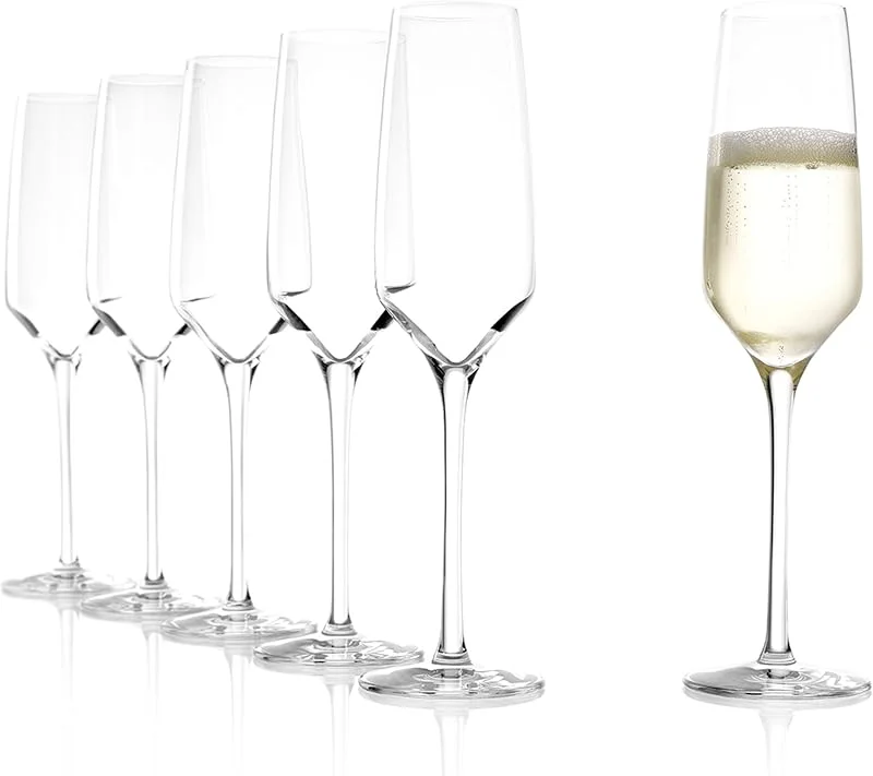Stölzle Lausitz Copas de Champán Experience Set de 6, 190 ml – Elegantes copas ideales para champán, cava y prosecco – Cristal de alta calidad, aptas para lavavajillas y resistentes a golpes — Vino y mesa festiva