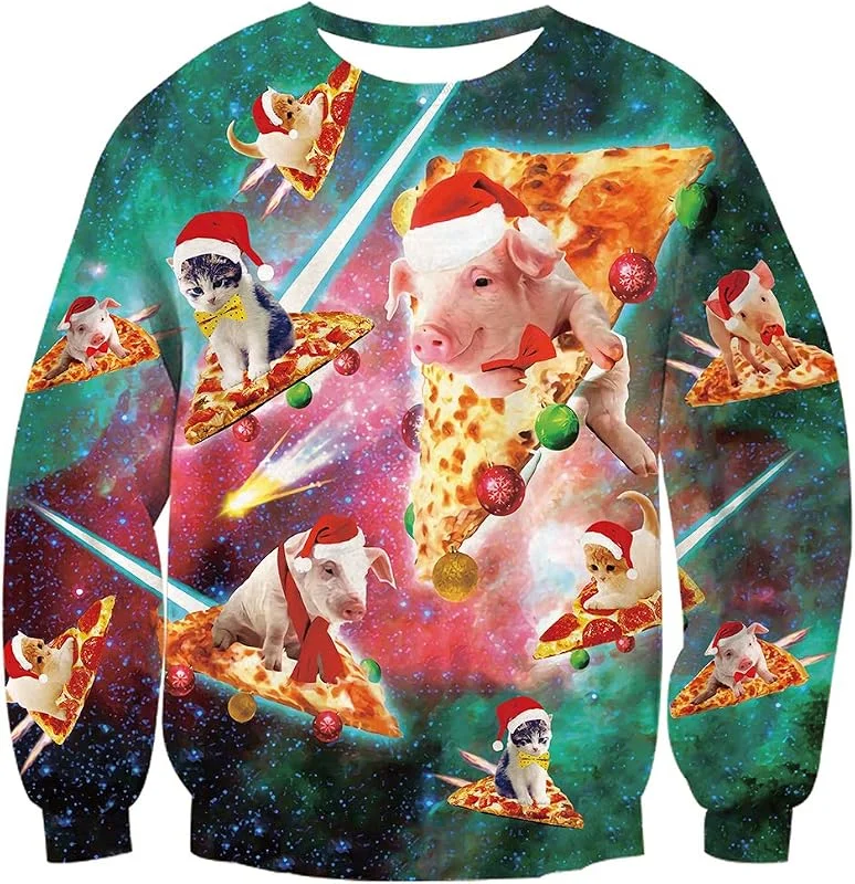 Rave on Friday Unisexo Navidad Sudaderas 3D Impresión Ugly Christmas Sweater Hombre Tops Sweatshirt S-XXL — Ropa Navidad