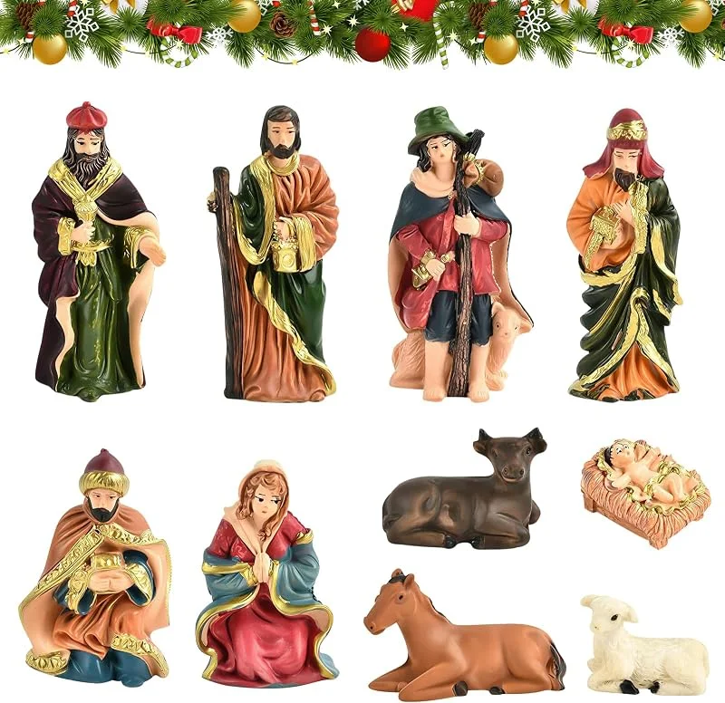 XULIDEONG Figuras Portal de Belen Navidad, 10 Pieza Nadal Figuras Decorativas Nacimiento, Adornos del Nacimiento de Jesús, Adornos Navideños Belen, Decoración Navideña, para Decoracion de Mesa — Decoracion Navidad