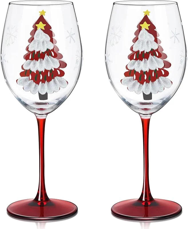 Visita la tienda de Joeyan Joeyan 580ml Copas de Vino Tinto Cristal de Navidad con Pie, Juego de 2 — Adviento y mesa