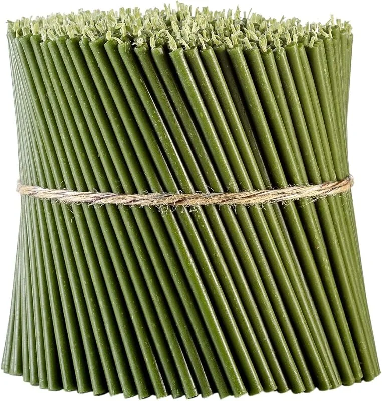 Visita la tienda de Danilovo Danilovo Ritual - Velas de cera de abeja (verde) - Velas ortodoxas para oración o decoración de mesa de boda, no tóxicas - antigoteo, N100, altura: 16, 5 cm, diámetro: 5, 7 mm (50 unidades - 200 g) — Cena a la luz de velas