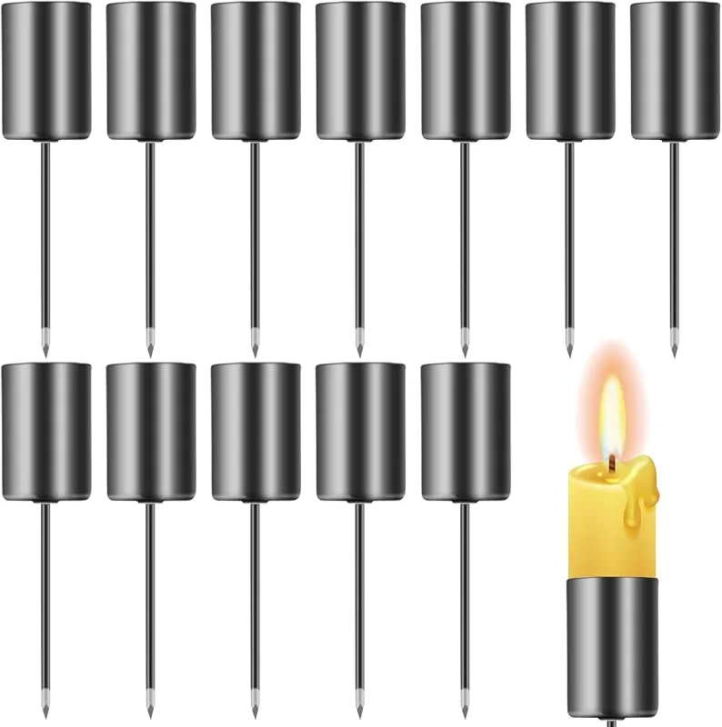 Leikurvo 12 piezas portavelas corona de Adviento: candelabro retro con mandril corto negro candelabro corona de Adviento soporte para velas de Navidad decoración hogar mesa — Adviento y mesa