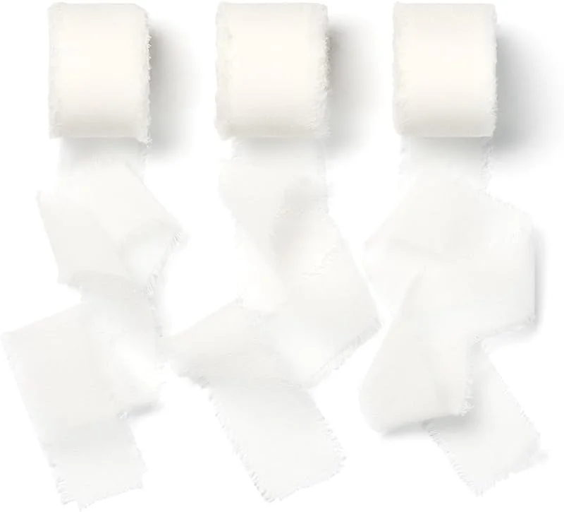 Visita la tienda de AOKSUNOVA AOKSUNOVA Cinta de Gasa Blanca 2, 5 cm x 18, 9 m para Regalos — Envoltorio regalo