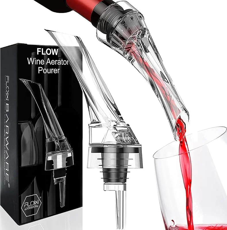 FLOW Barware aireador sin goteo, Airea el vino en cuestión de segundos, Regalo ideal para vino tinto — Vino y mesa festiva