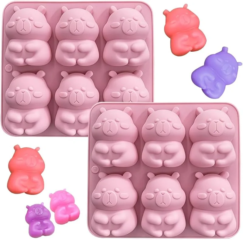 MEZHEN Moldes de Silicona Capybara Molde de Pastel Molde para Hornear Capybara Molde de Silicona Moldes para Tartas Moldes de Repostería Mousse Jabón Chocolate Navidad Halloween 2 Piezas — Hogar y cocina
