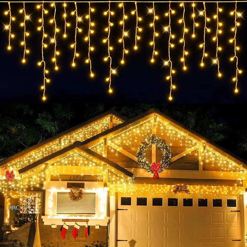 LEDYA Luce Navidad Exterior, 17M 480led Cortina Luces Navidads Exteriors, Conectable hasta 3 Unidades, Luces de Navidad Impermeable, 8 Modos, Temporizador Guirnalda Luce Exterior Balcon Jardin