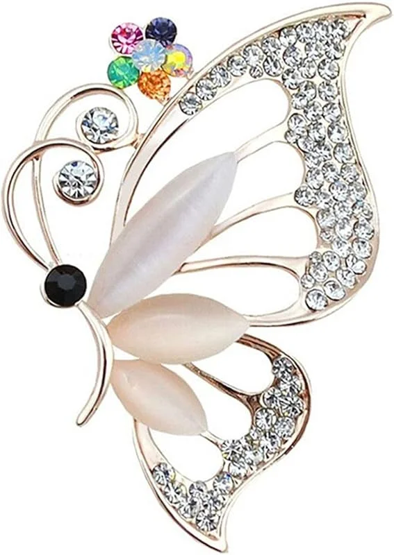 Wendalern Rhinestone Broche De Mariposa Broche De Cristal Brillante Hueco Broche De Mariposa Clásica Boda Ramo De Novia Pin Insectos Vintage Insignia Ramillete De Joyería Para Las Mujeres Niñas — Ropa Navidad