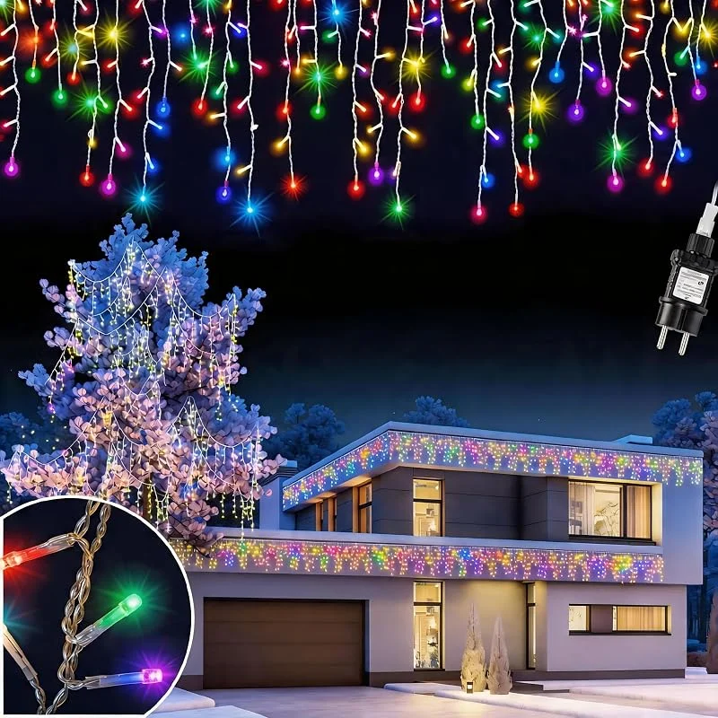 ZBQEJ Tira de luces para exterior 10m 400 LEDs IP44, 8 modos con temporizador — Luces Navidad