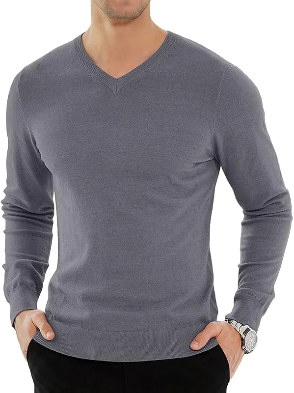 Visita la tienda de KUYIGO KUYIGO Hombres Liso V-Cuello Jumper Slim Fit de Punto Casual de Manga Larga suéter Jersey de Trabajo Suave Caliente Superior de la Oficina Inteligente S-XXL — Ropa Navidad