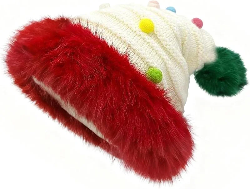 TAGVO Gorro Navidad Adulto, Sombrero Navideño Peluche de Lujo Gorro Santa Claus Sombreros Navideño Invierno Sombrero de Papá Noel para Fiesta Festiva de Año Nuevo — Ropa Navidad
