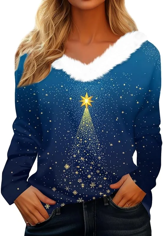 TOFOTL Camisetas Navidad Fiesta Original Festivo Ropa Navideña Vistoso Llamativo — Ropa Navidad
