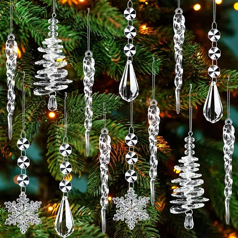Visita la tienda de Kiiwah Kiiwah 13 Piezas Adornos Arbol Navidad Cristal, Colgante Acrílico Carámbanos Navidad Gotas de Copo de Nieve de Cristal Copos de Nieve de Acrílico para Hogar Pard Ventana Escaparate — Decoracion Navidad