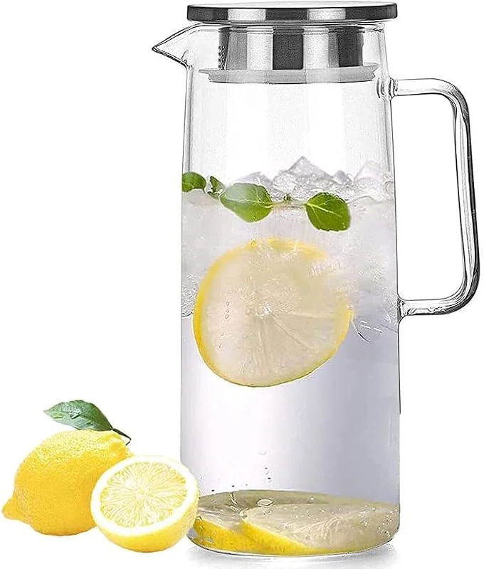 Webao Jarra de Cristal, 1000ml Jarras Para Agua con Tapa, Borosilicato Botella de Vidrio para Té, Café, Jugo, Vino — Vino y mesa festiva