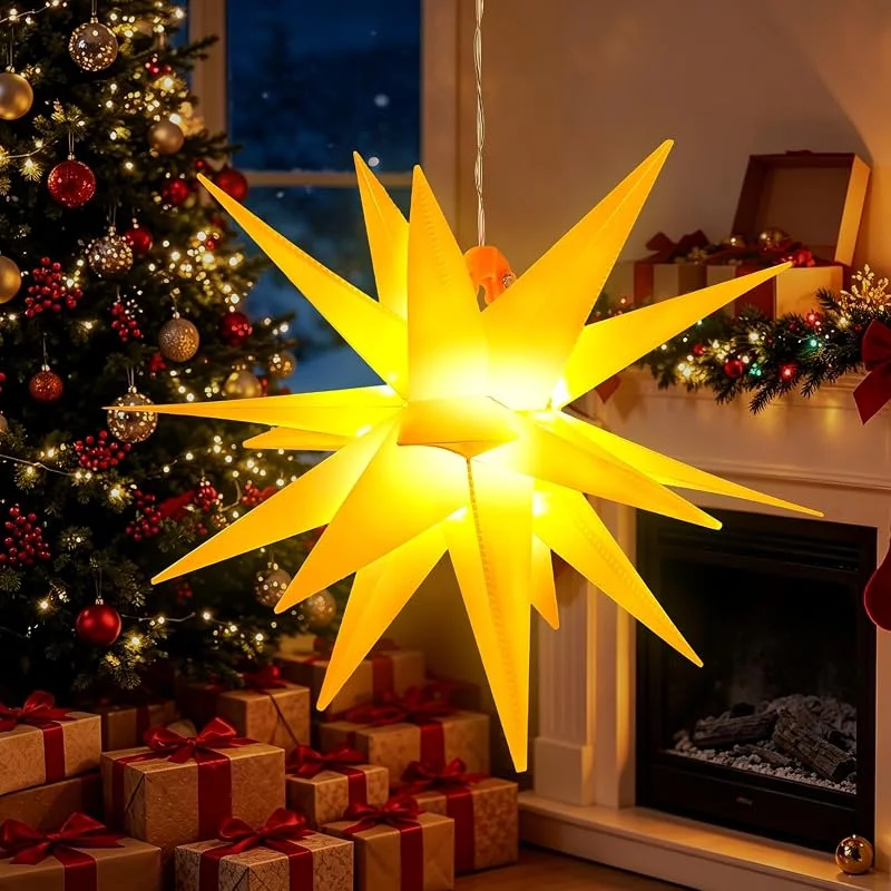 LQTSLFM Estrella de Navidad con Luz de Colores Cálidos, PP Estrella Luminosa para Navideña Ventanas Fiestas Festivales — Decoracion Navidad