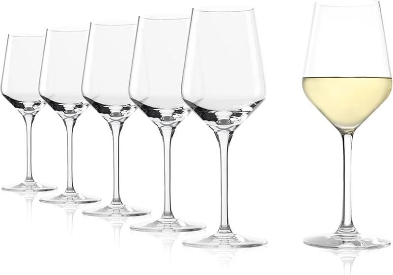 Stölzle Lausitz Copas de Vino Blanco Revolution Juego de 6, 365 ml – Copas para Vinos Blancos Intensos & Tintos Medios – Cristal – Apto para Lavavajillas & Fabricado en Alemania — Vino y mesa festiva