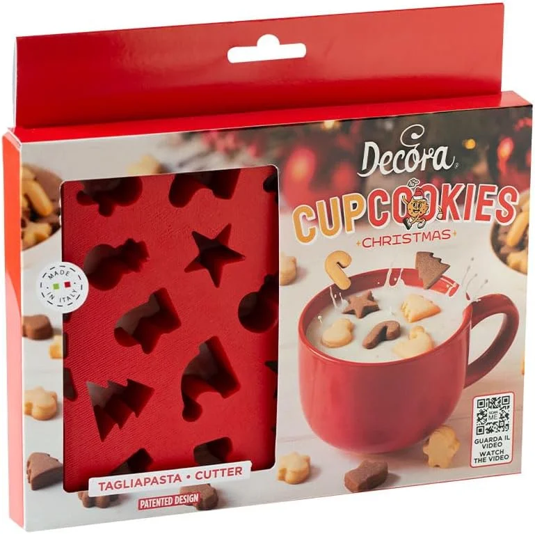Decora, 0255235, placa cortapasta Mini Milk CupCookies, ideal para hacer 22 mini galletas navideñas, para hundirse en la leche para hacer único el desayuno de Navidad. — Hogar y cocina
