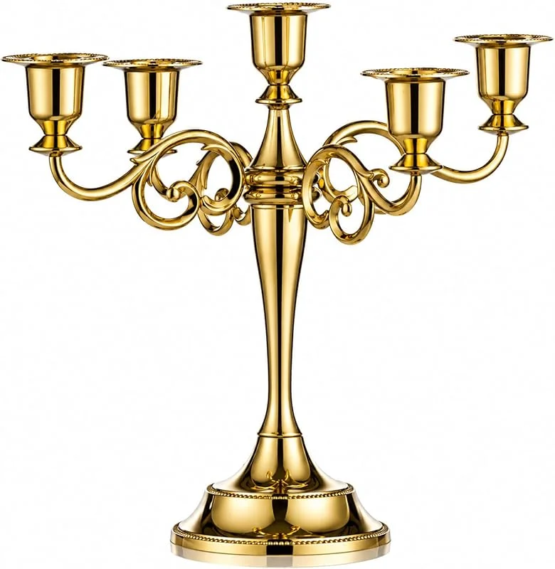 Visita la tienda de Sziqiqi Sziqiqi Candelabro Dorado de Zinc, 5 Brazos, para Velas — Adviento y mesa