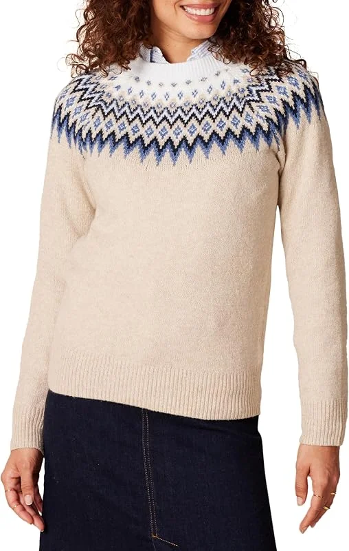 Visita la tienda de Amazon Essentials Amazon Essentials Jersey Suave al Tacto con Cuello Redondo y Estampado Isla Fair Mujer — Ropa Navidad