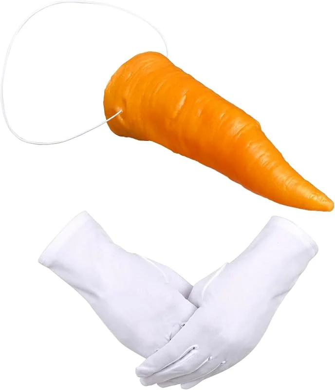 YUYWWAN Nariz de Zanahoria Naranja Narizs Falsa Zanahoria Prótesis de Nieve Muñeco de Nieves de Guantes Blancos Accesorios para Muñeco de Nieve Navideño Cosplay Carnaval Juego rol Fiesta Invierno (Paquete A) — Ropa Navidad