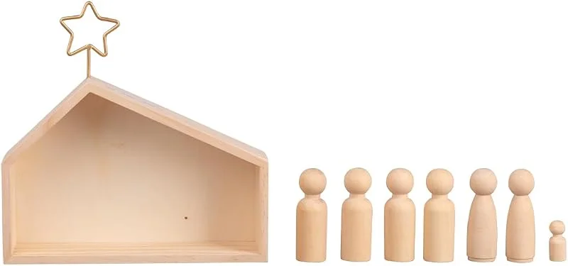 Rayher, Figuras pesebre Navidad, madera, 9 piezas, 22x5, 6x21, 5 cm, 64539505 — Decoracion Navidad