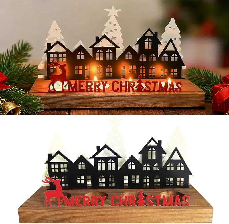 Mecctuck Portavelas Navidad, Velas Navidad Decoracion Mesa, Porta Velas Portavelas Decoracion, Corona de Adviento, Velas de Adviento, Adornos Navideños, Centro Mesa Navideños — Decoracion Navidad