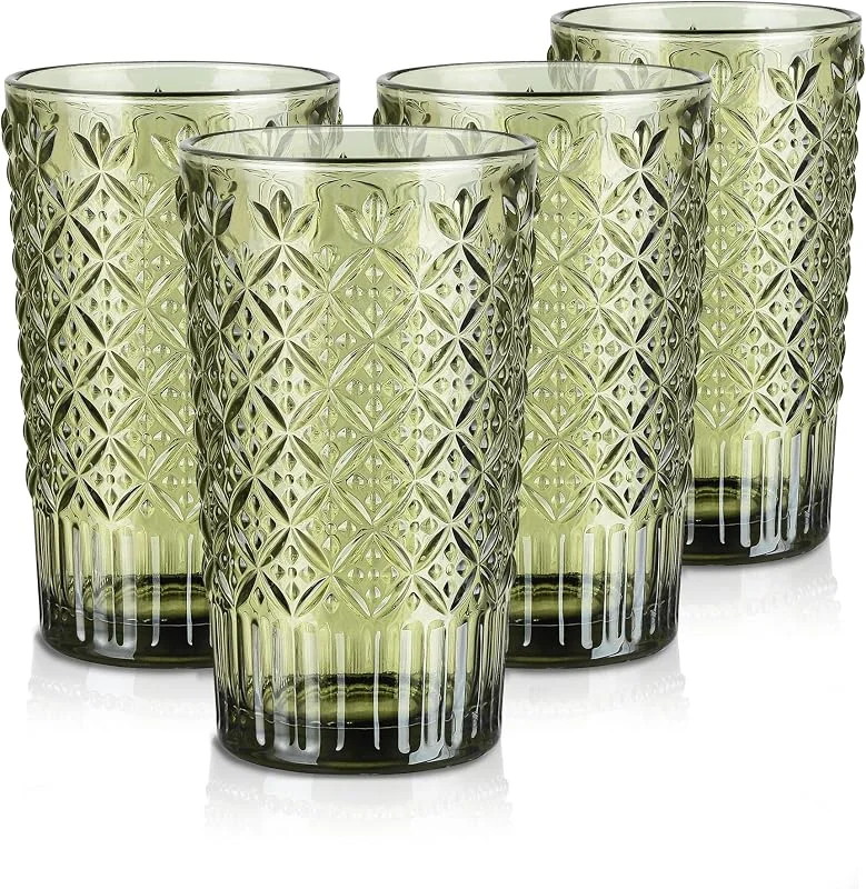 Visita la tienda de Joeyan Joeyan 400ml Vasos de Cristal agua Verde, Juego de 4, Apto Lavavajillas — Vino y mesa festiva