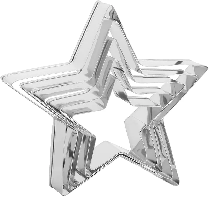 LOLANIUT Cortadores de Galletas Estrella 5 Uds, Acero Inoxidable, 5 Tamaños — Hogar y cocina