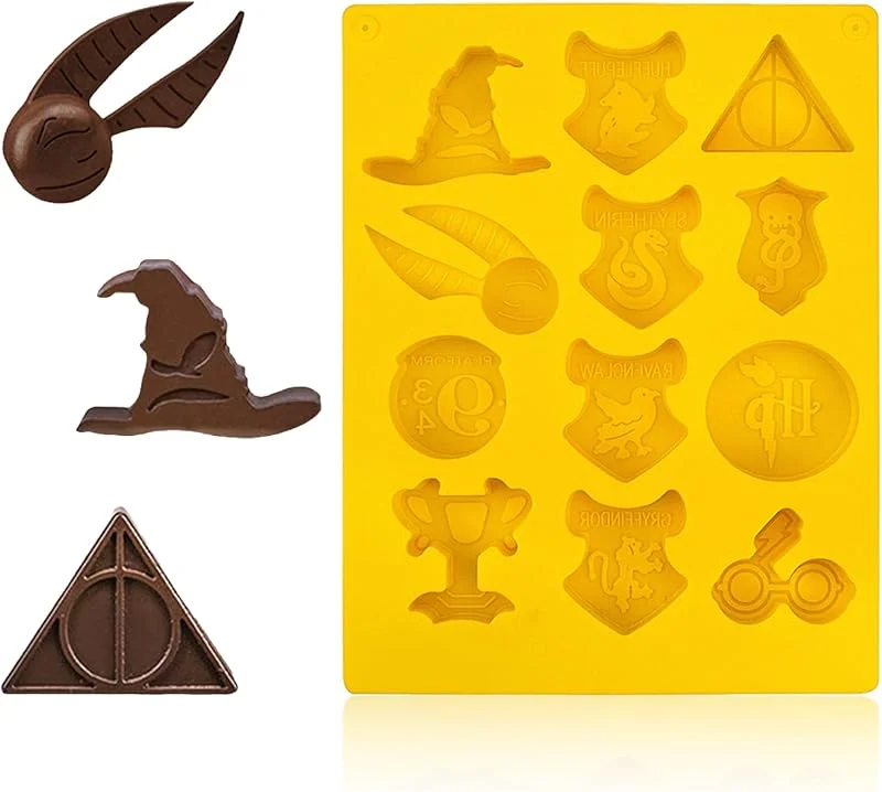 LUHOCIY Molde de Silicona Harry, Harry Molde Silicona Horno, Moldes Silicona Reposteria Tema Magico, Molde Silicona Navidad, para Chocolate, Caramelos, Cubitos Decoración navideña (Amarillo) — Hogar y cocina