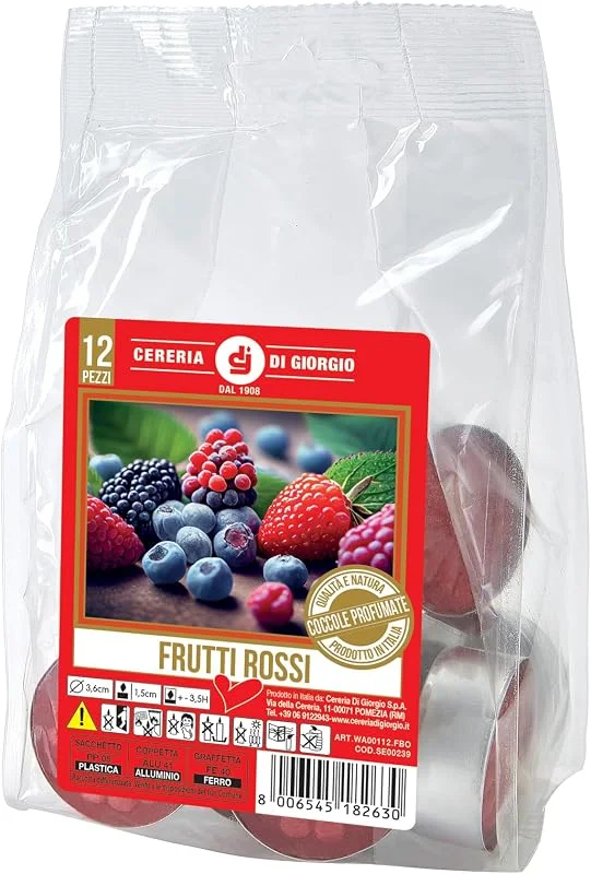 Cereria Di Giorgio Tealight perfumado Berries - 12 piezas - Sin alérgenos — Cena a la luz de velas