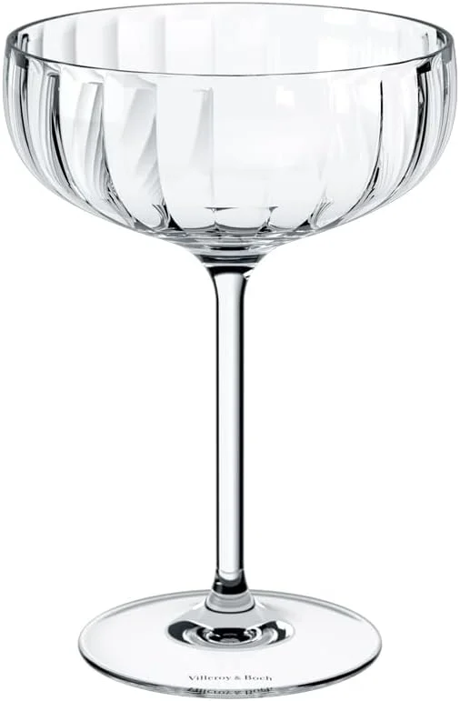 Villeroy & Boch - Rose Garden copa de Champagne, set de 4 piezas, transparente, aptas para lavavajillas, para vinos espumosos, prosecco, cava y Champagne, copas de cristal con diseño vintage — Vino y mesa festiva