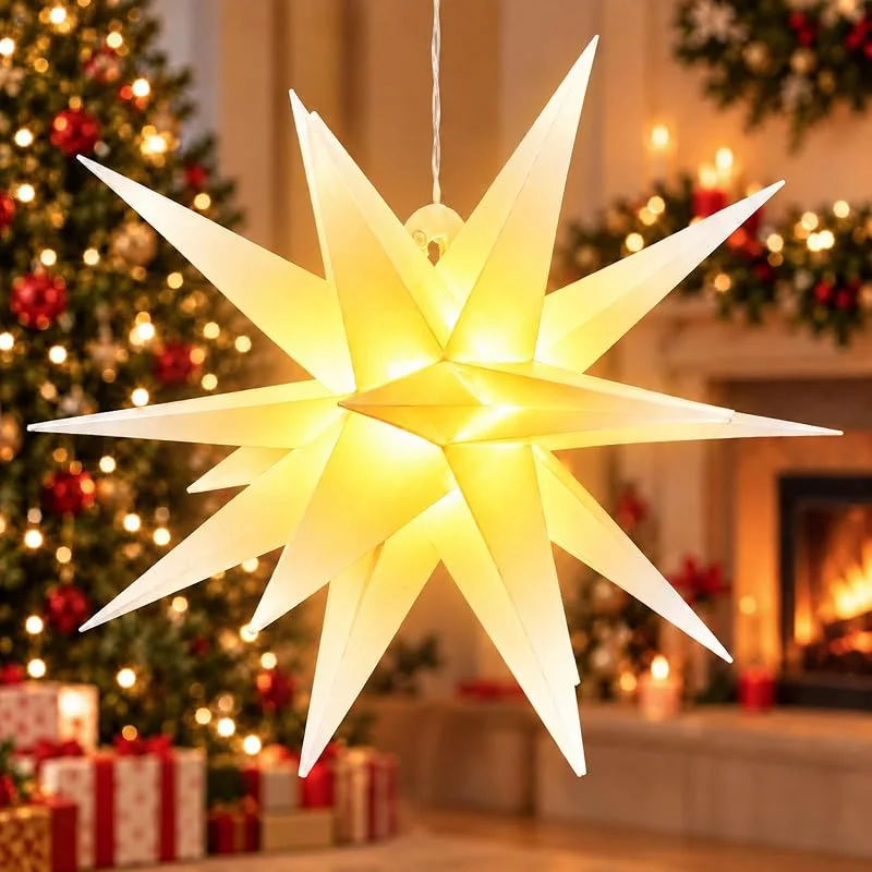 KATELUO LED Estrella Navidad Exterior, Estrella de Navidad LED 3D Estrellas Leds — Decoracion Navidad