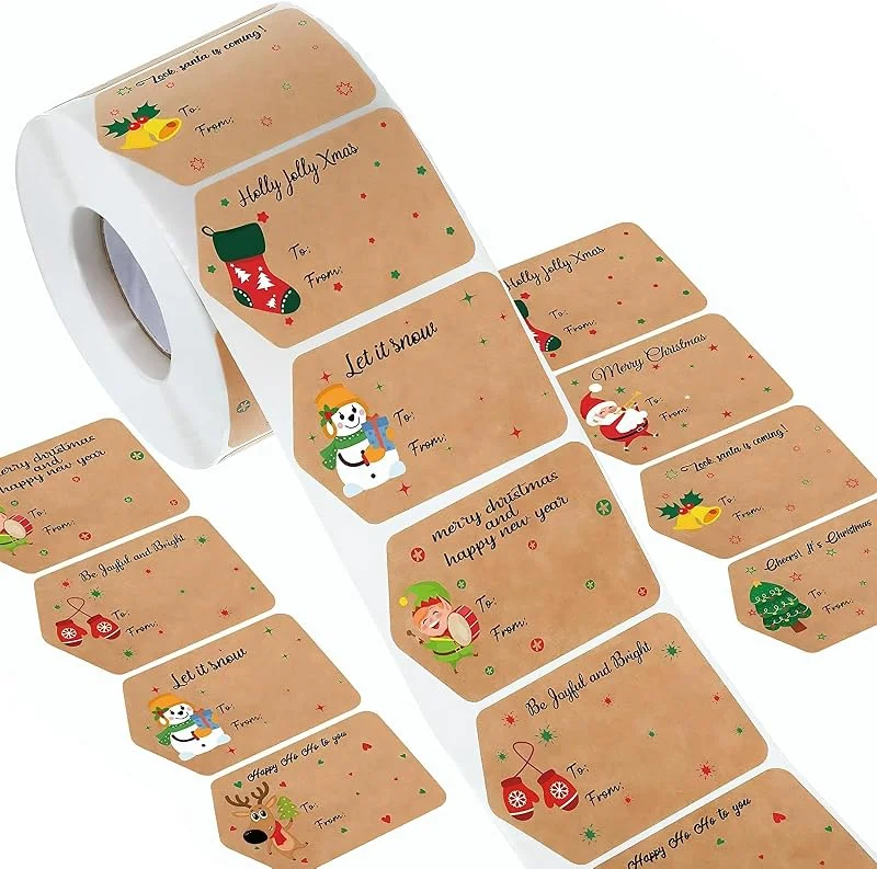 Hudiepan 500 Piezas, Rollo, Etiquetas Adhesivas de Navidad, Pegatinas Navideñas Etiquetas, Adhesivas de Navideñas Pegatinas de Regalos Festival Cumpleaños, Tarjetas de Felicitación, Scrapbooking — Envoltorio regalo