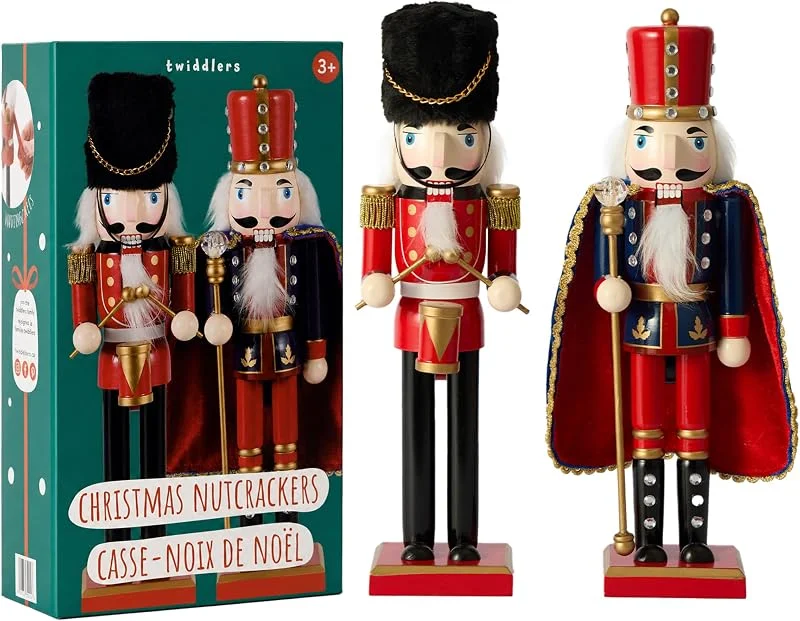 Visita la tienda de THE TWIDDLERS THE TWIDDLERS 2 Cascanueces Navidad Rey y Tambor, Figura Tradicional 30 cm — Decoracion Navidad