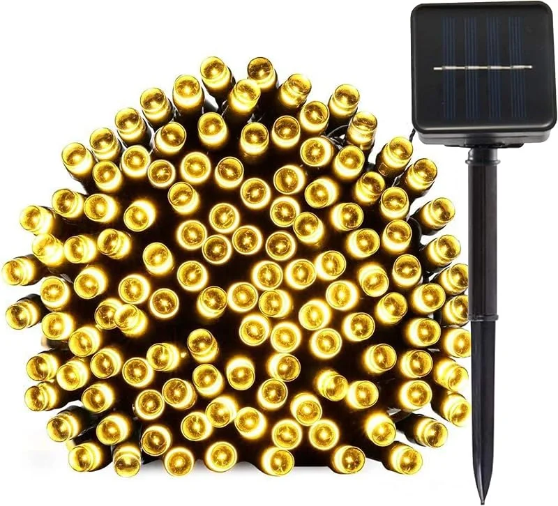 Lamker 32M 300 LED Guirnaldas Luces Solares 8 Modos Impermeables Blanco Cálido — Luces Navidad