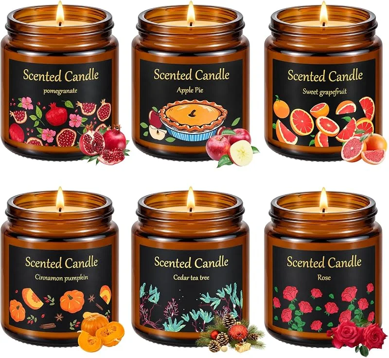 Heasin Juego de 6 velas perfumadas, Dura Hasta 20-25 Horas — Cena a la luz de velas