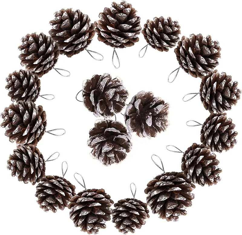 Visita la tienda de TRIXES TRIXES Decoraciones de árbol de Navidad - 18PC Conos de Pino Colgantes - Guirnalda de Navidad - Nieve Falsa Tielada - Corona de Navidad Haciendo Suministros - Baubles de Navidad — Decoracion Navidad