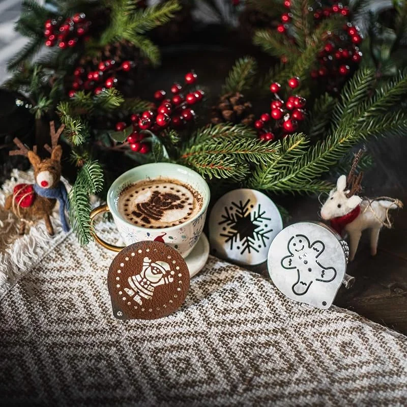 Visita la tienda de TRIXES 3 PIEZAS Kit de Plantilla de Navidad-Bebidas Calientes- 1 x Papá Noel-1 x Hombrecillo de Jengibre -1 x Copo de Nieve-1 X Café-Pasteles-Festividades–Reutilizables-de TRIXES — Hogar y cocina