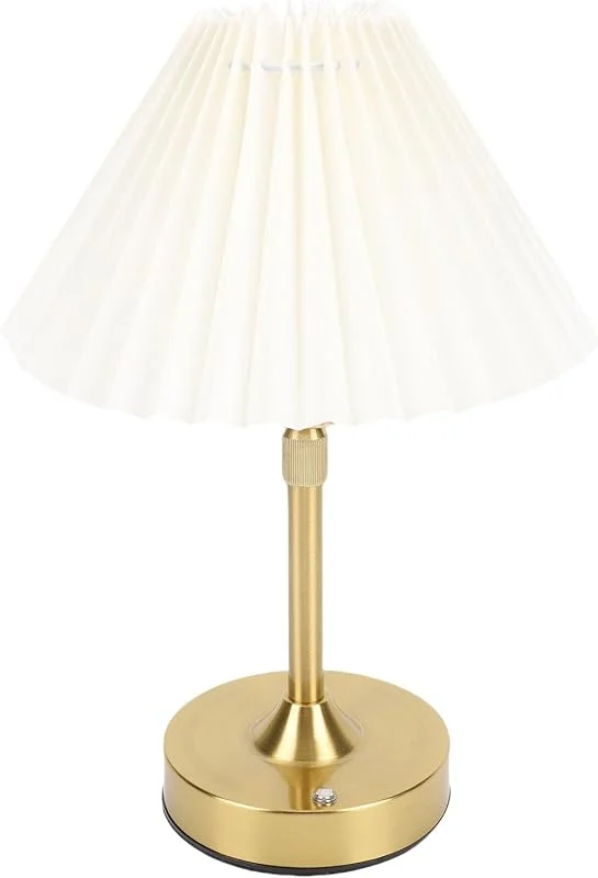 Visita la tienda de Asixxsix Asixxsix Lámpara de Mesa LED Inalámbrica con Pantalla de Tela, Lámpara de Noche Romántica Vintage Recargable con Luz Cálida de 2700 K y Atenuación Continua para Dormitorio — Cena a la luz de velas