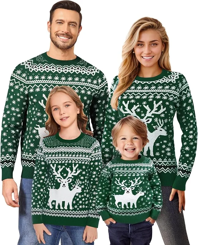 Namatime Jerséis navideños graciosos para mujeres, hombres, niños, a juego para la familia, divertido jersey navideño de punto — Ropa Navidad