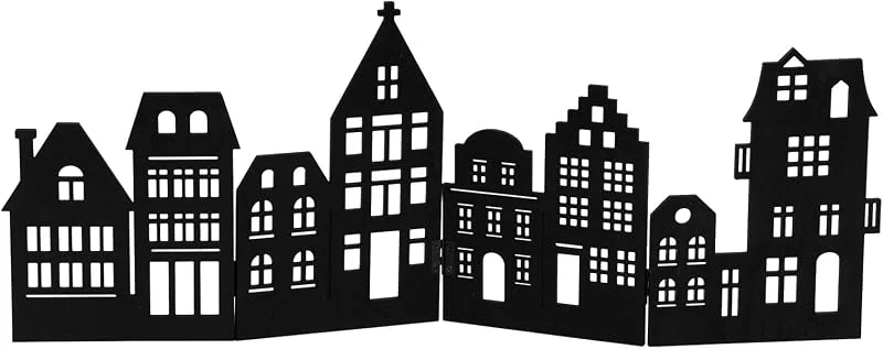 Spetebo Decoración de madera Skyline plegable 50 x 22 cm - negro - Silueta de ciudad navideña para decoración de mesa - Decoración de Navidad para la mesa, decoración navideña para la ciudad de — Adviento y mesa