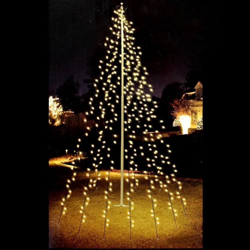 Self Import Agencies MultiStore Cadena de luz 360 LED para asta de Bandera 10 Cuerdas a 8m, luz Blanca cálida para Exterior (72094) — Luces Navidad